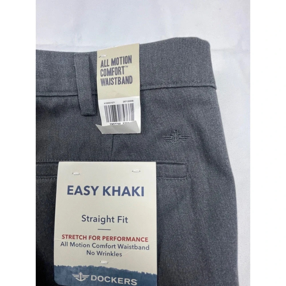 Dockers Easy Khaki Mens 42x30 Straight Fit Stretch Charcoal Gray Pants New